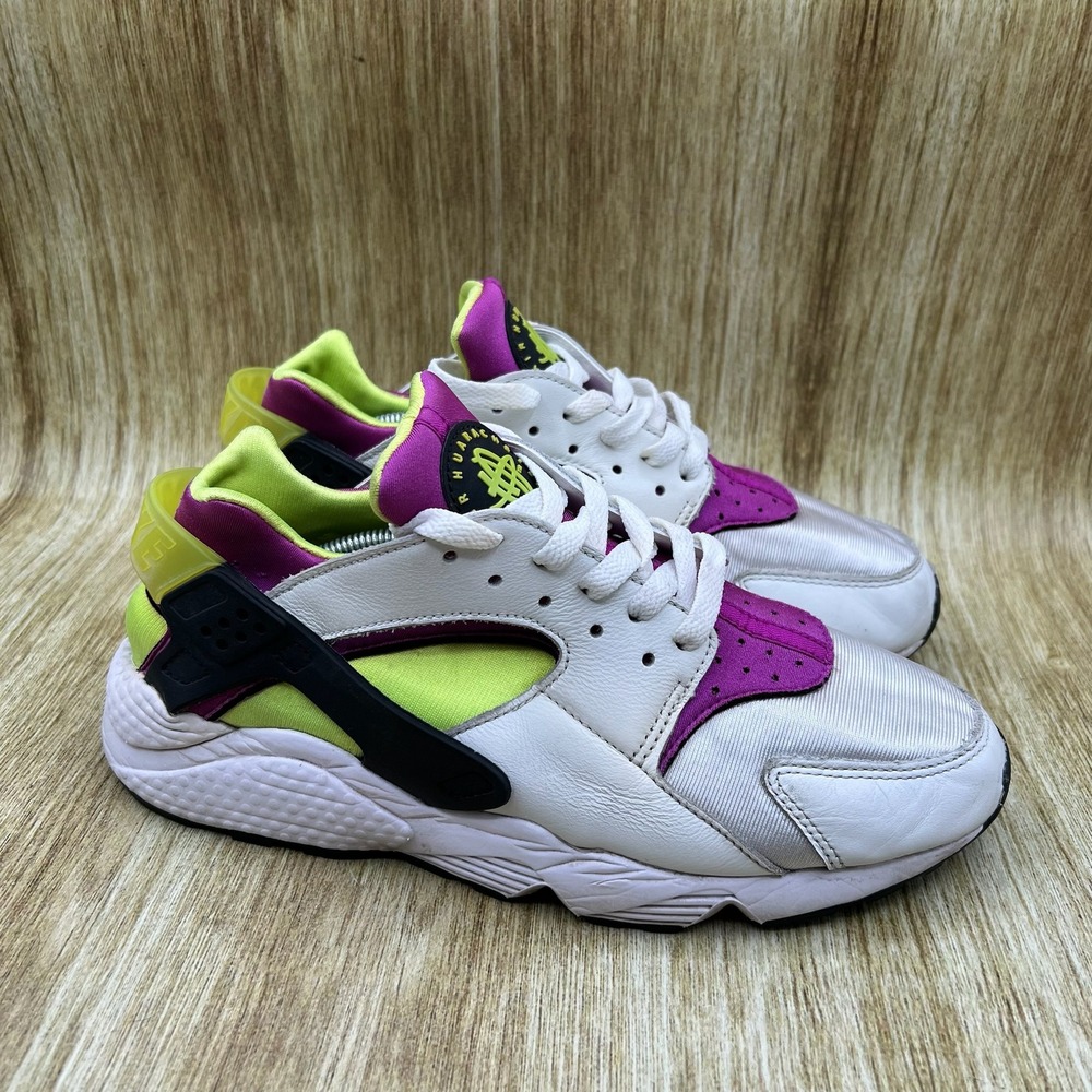 Nike Air Huarache Run Men's Size 9 White Magenta Neon Yellow Sneakers DD1068-104